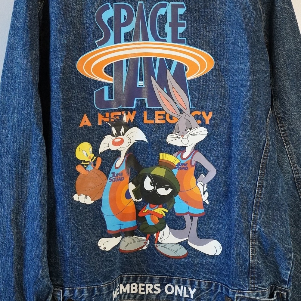 NWT,‎ Looney Tunes Members Only, Space Jam New Legacy Denim Jacket XL Bugs Bunny - Picture 5 of 8